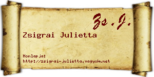 Zsigrai Julietta névjegykártya